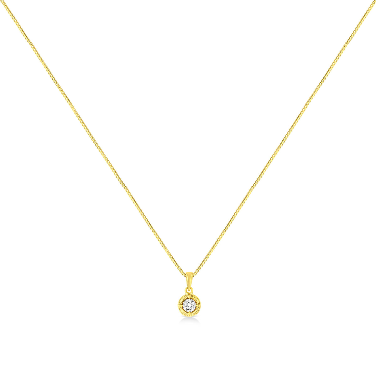 14K Yellow Gold Plated .925 Sterling Silver 1/2 Cttw Brilliant Round Cut Diamond Solitaire Milgrain 18
