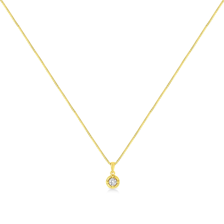 14K Yellow Gold Plated .925 Sterling Silver 1/2 Cttw Brilliant Round Cut Diamond Solitaire Milgrain 18