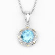2.32 Carat Genuine Swiss Blue Topaz and White Diamond 14K Yellow Gold with .925 Sterling Silver Pendant