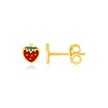 14k Yellow Gold Enameled Strawberry Childrens Earrings