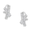 14K White Gold 2.0 Cttw Round-Brilliant Cut Diamond Domed X Shaped Omega Back Stud Earrings (H-I Color, I1-I2 Clarity)