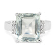 5.54 Carat Genuine Green Amethyst and White Topaz .925 Sterling Silver Ring