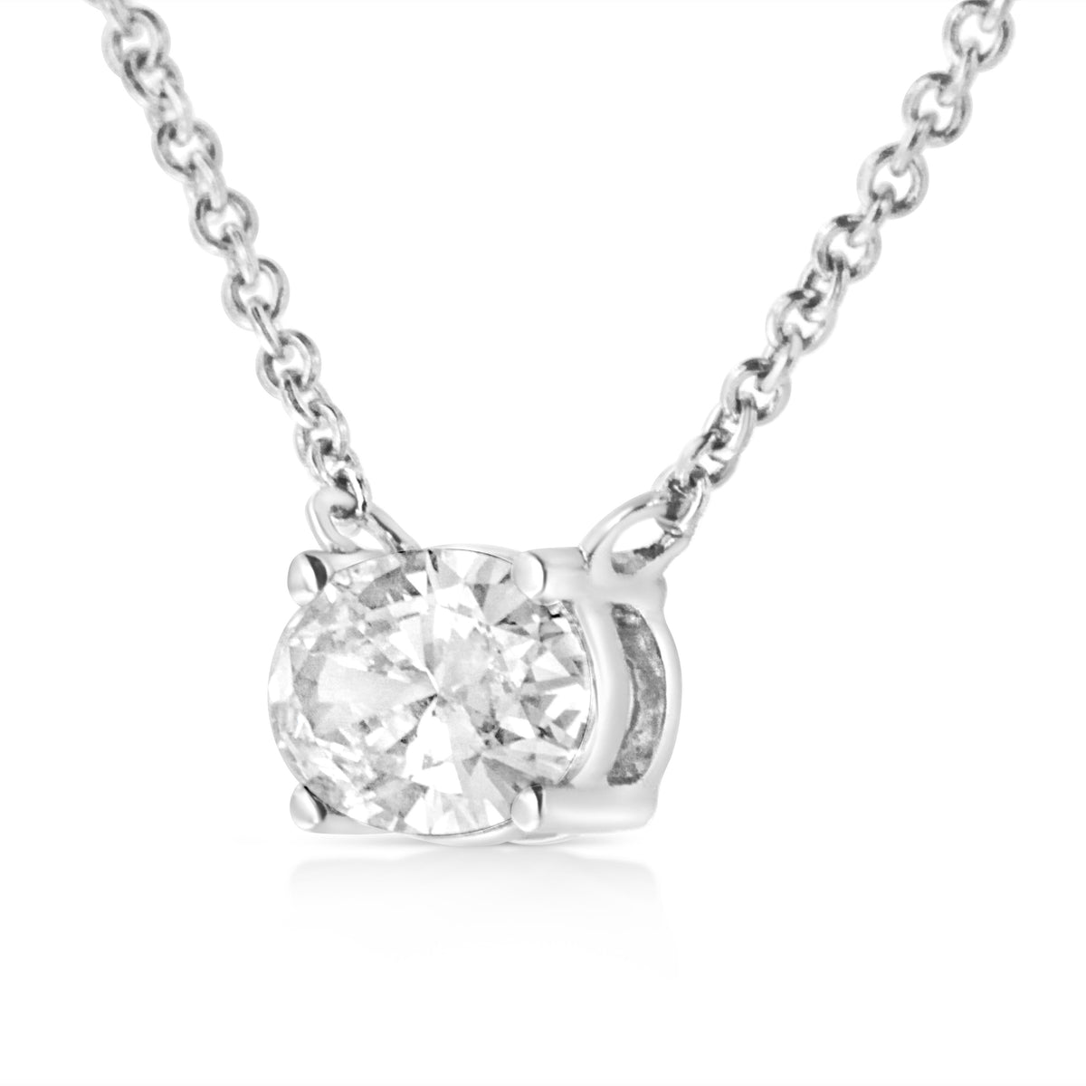14K White Gold 1/2 Cttw Lab Grown Oval Shape Solitaire Diamond East West 18