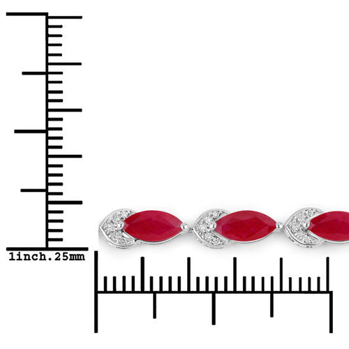 6.79 Carat Genuine Ruby and White Diamond 14K White Gold Bracelet - Bracelets - Custom Crafting Alliance, LLC