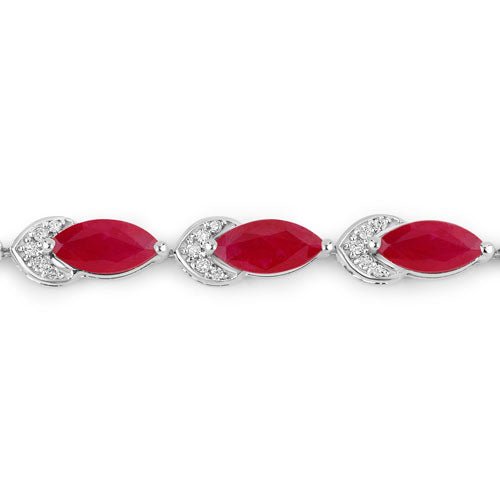 6.79 Carat Genuine Ruby and White Diamond 14K White Gold Bracelet - Bracelets - Custom Crafting Alliance, LLC