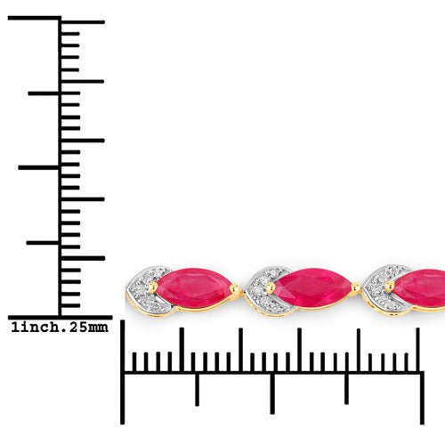 6.79 Carat Genuine Ruby and White Diamond 14K Yellow Gold Bracelet - Bracelets - Custom Crafting Alliance, LLC