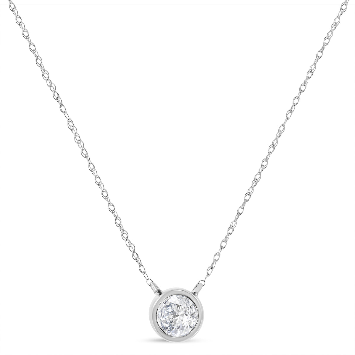 14K White Gold 1/2 Cttw Lab Grown Diamond Modern Bezel-Set Solitaire 16