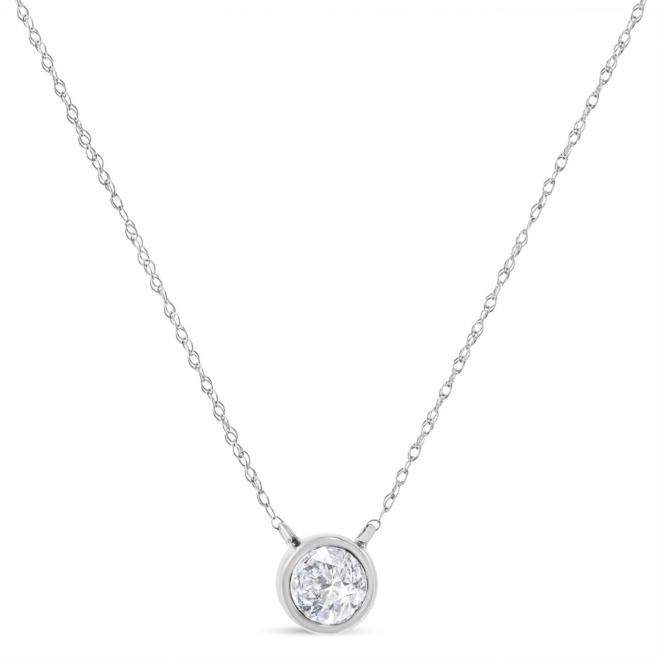 14K White Gold 1/2 Cttw Lab Grown Diamond Modern Bezel-Set Solitaire 16