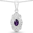 0.54 Carat Genuine Amethyst and White Topaz .925 Sterling Silver Pendant