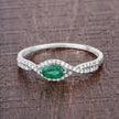 0.32 Carat Genuine Zambian Emerald and White Diamond 14K White Gold Ring