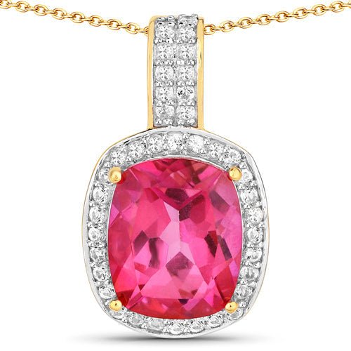 6.87 Carat Genuine Pink Topaz and White Topaz .925 Sterling Silver Pendant - Pendants - Custom Crafting Alliance, LLC