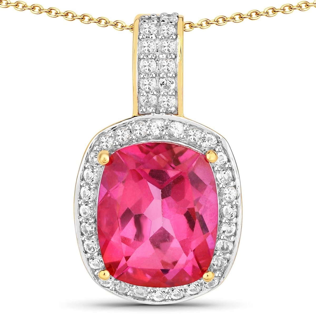 6.87 Carat Genuine Pink Topaz and White Topaz .925 Sterling Silver Pendant - Pendants - Custom Crafting Alliance, LLC
