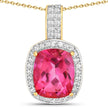 6.87 Carat Genuine Pink Topaz and White Topaz .925 Sterling Silver Pendant - Pendants - Custom Crafting Alliance, LLC