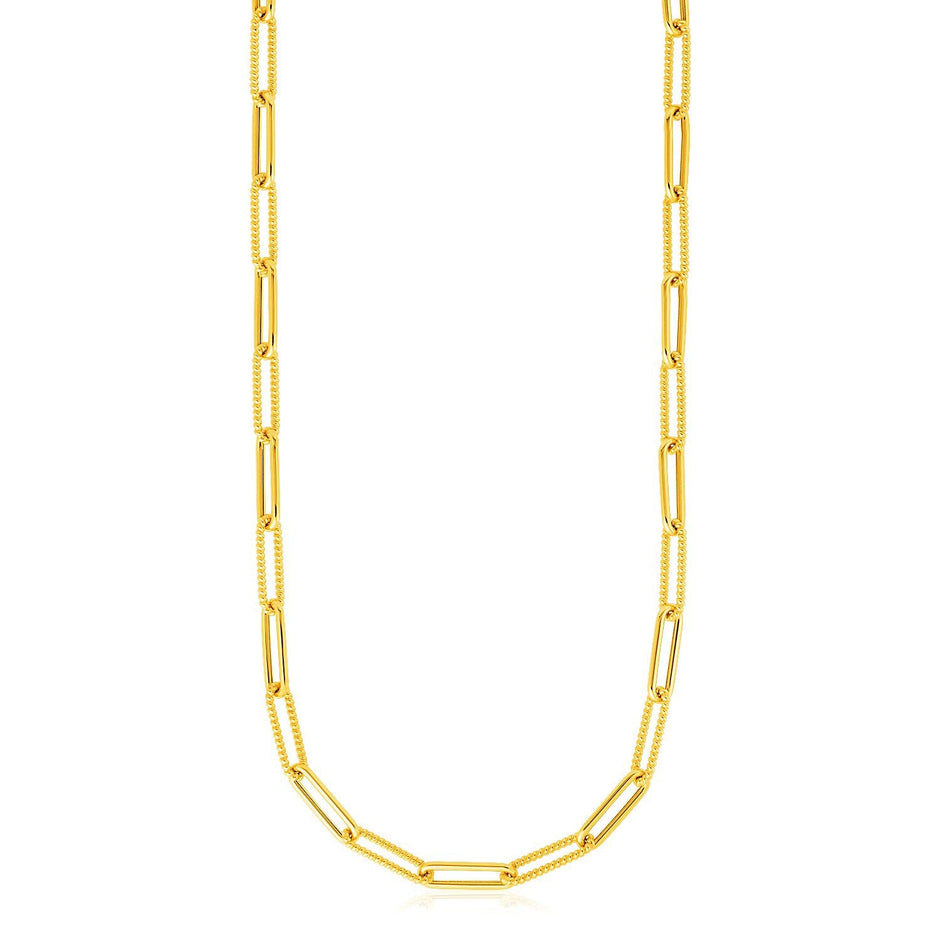 14k Yellow Gold Textured Paperclip Chain (3.5mm)