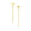 14k Yellow Gold Modern Disc and Bar Drop Earrings