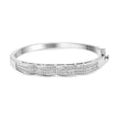 14K White Gold 3 1/3 Cttw Invisible Set Princess-Cut Diamond Wave Bangle Bracelet (H-I Color, SI1-SI2 Clarity) - Size 7