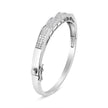 14K White Gold 3 1/3 Cttw Invisible Set Princess-Cut Diamond Wave Bangle Bracelet (H-I Color, SI1-SI2 Clarity) - Size 7