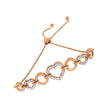 14K Rose Gold Plated .925 Sterling Silver Diamond Accent Circle and Heart Link Adjustable 6â€-10â€ Bolo Bracelet