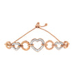 14K Rose Gold Plated .925 Sterling Silver Diamond Accent Circle and Heart Link Adjustable 6â€-10â€ Bolo Bracelet