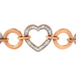 10K Rose Gold over .925 Sterling Silver 1/10 Cttw Round-Cut Diamond Heart Link Adjustable Bolo Bracelet (H-I Color, I2-I3 Clarity) - 6