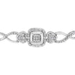 .925 Sterling Silver Diamond Cushion Frame Heart-Sides Twist 4â€-10â€ Adjustable Bolo Tennis Bolo Bracelet (I-J Color, I3 Clarity)
