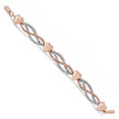 14K Rose Gold Plated .925 Sterling Silver Diamond Accent Layered Infinity Link and Heart Adjustable 4â€-10â€ Adjustable Bolo Bracelet (I-J Color, I3 Clarity)