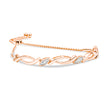 14K Rose Gold Plated .925 Sterling Silver 1/10 Cttw Diamond Alternating Swirl link Bolo Bracelet (I-J Color, I2-I3 Clarity) - 6