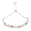 .925 Sterling Silver 1/4 Cttw Round-Cut Diamond X & Tapered Bar Miracle-Set Bolo Bracelet (I-J Color, I3 Clarity) - Two Tone Rose Gold & Silver