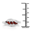 0.76 Carat Genuine Garnet and White Diamond .925 Sterling Silver Ring