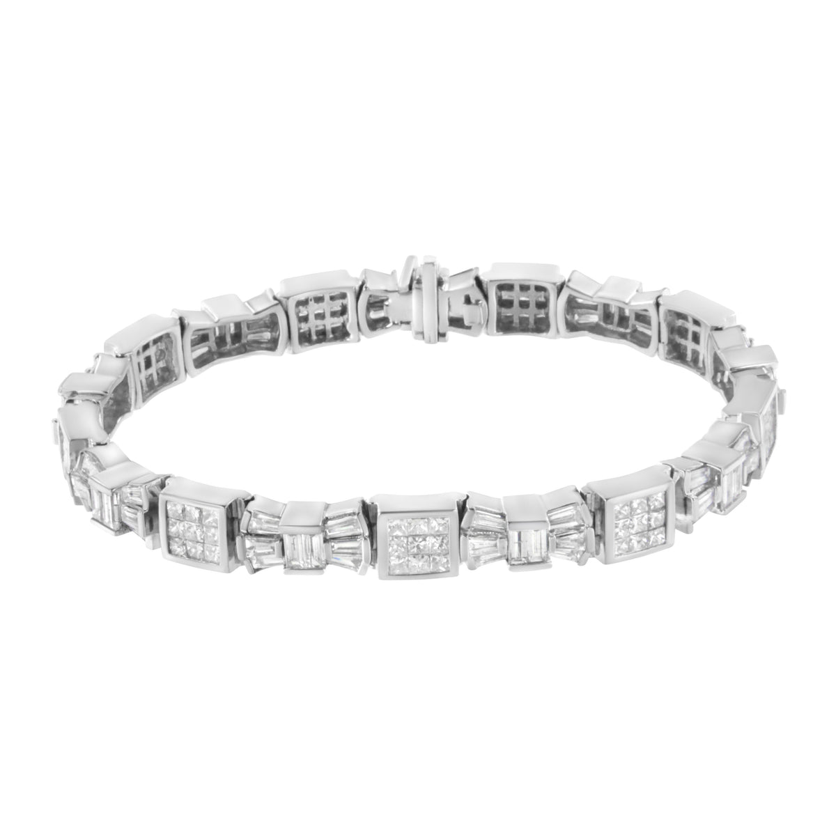 14K Yellow Gold 9.0 Cttw Diamond Alternating Bow and Box Link Bracelet (G-H Color, VS1-VS2 Clarity)- 7
