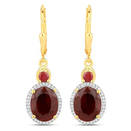 6.98 Carat Dyed Ruby and White Diamond .925 Sterling Silver Earrings - Earrings - Custom Crafting Alliance, LLC