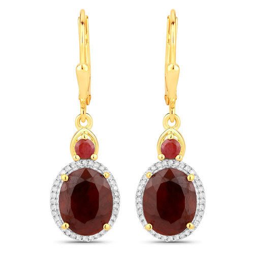 6.98 Carat Dyed Ruby and White Diamond .925 Sterling Silver Earrings - Earrings - Custom Crafting Alliance, LLC