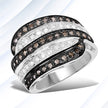 0.80 Carat Genuine Brown Diamond and White Diamond .925 Sterling Silver Ring