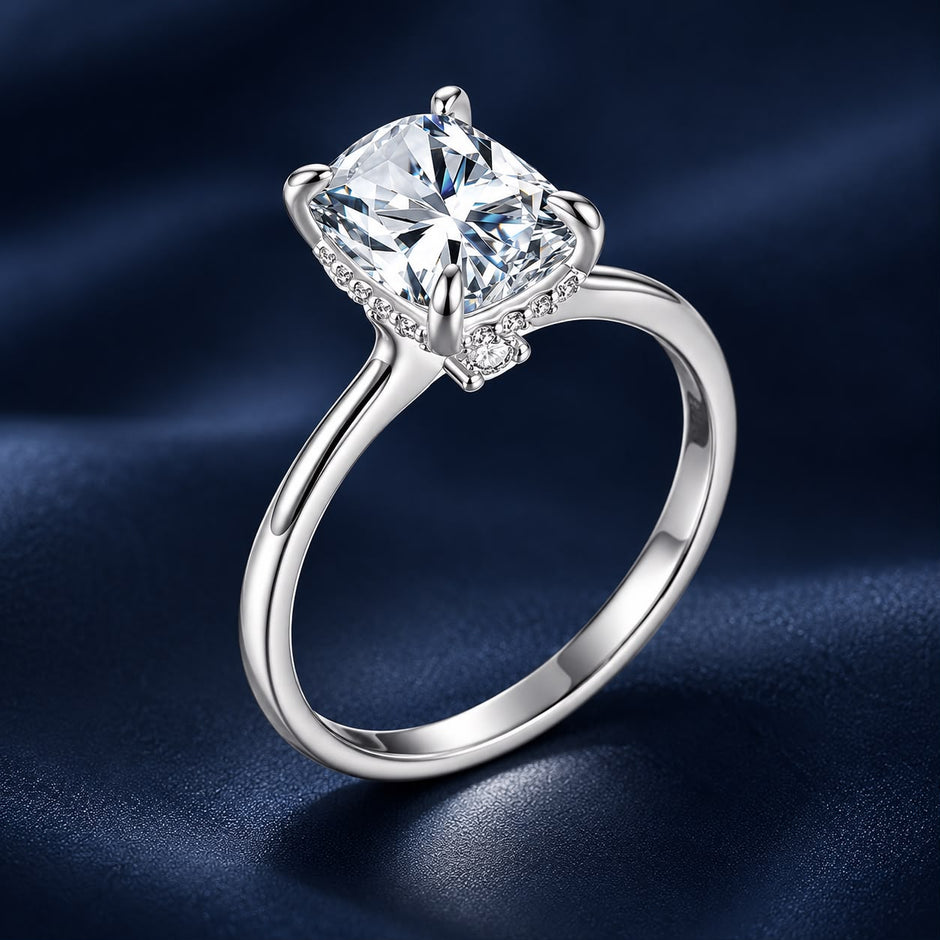 925 Sterling Silver White Gold Plated 3ct Moissanite Size 6 Ring for Women