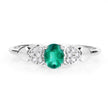0.36 Carat Genuine Zambian Emerald and White Diamond 14K White Gold Ring