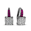 Black Rhodium Plated 18K White Gold 7/8 Cttw Round Diamond and Graduated Red Ruby Drop Earrings (F-G Color, VS1-VS2 Clarity)