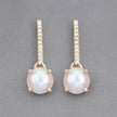 1.06 Carat Genuine Ethiopian Opal and White Diamond 10K Yellow Gold Earrings