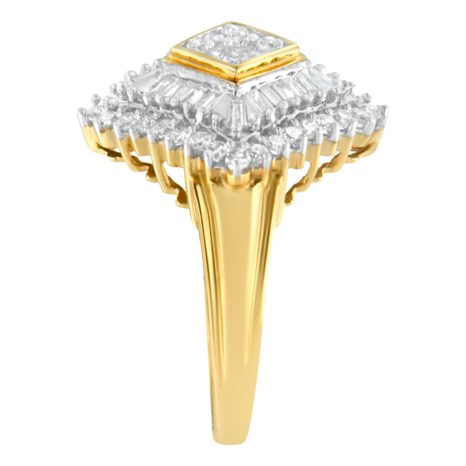 10K Yellow Gold Diamond Ballerina Ring (1 Cttw, I-J Color, I1-I2 Clarity) - Size 7