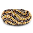 14K Yellow Gold Plated 1.19 Carat Genuine Champagne Diamond and Yellow Diamond .925 Sterling Silver Ring