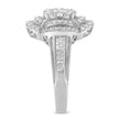 14K White Gold 1.0 Cttw Round & Baguette Cut Diamond Floral Cluster Quatrefoil Channel Set Band Cocktail Statement Ring (H-I Color, SI2-I1 Clarity) - Size 6-3/4