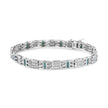 14K White Gold Princess-Cut white and Blue Diamond 3.00 cttw Fashion Link Bracelet (H-I Color, SI1-SI2 Clarity)