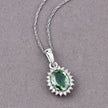 1.39 Carat Genuine Green Tourmaline and White Diamond 14K White Gold Pendant
