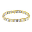 14K Yellow Gold 5.50 Cttw Round and Baguette Diamond Link Bracelet