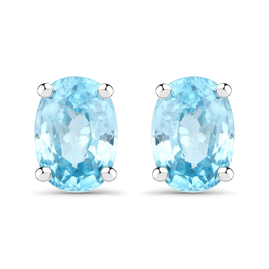 2.40 Carat Genuine Blue Zircon .925 Sterling Silver Earrings