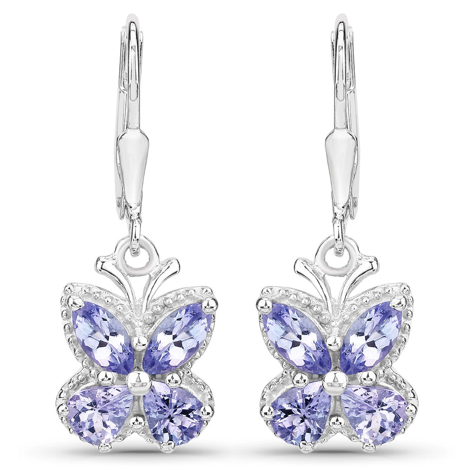 2.08 Carat Genuine Tanzanite .925 Sterling Silver Earrings