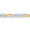 0.74 Carat Genuine Aquamarine and White Sapphire .925 Sterling Silver Bracelet