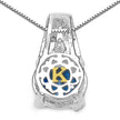 4.94 Carat Genuine Swiss Blue Topaz, Blue Diamond & White Diamond .925 Sterling Silver Pendant