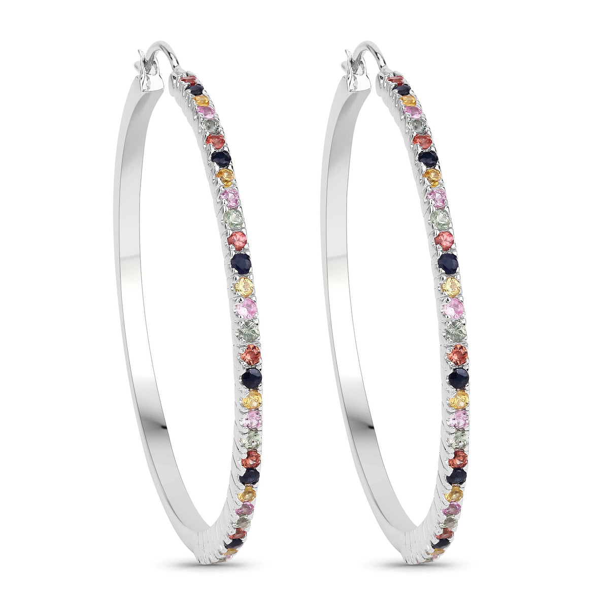 2.24 Carat Genuine Multi Sapphire .925 Sterling Silver Earrings