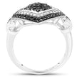 0.56 Carat Genuine White Diamond and Black Diamond .925 Sterling Silver Ring