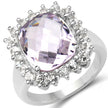 5.55 Carat Genuine Pink Amethyst and White Topaz .925 Sterling Silver Ring